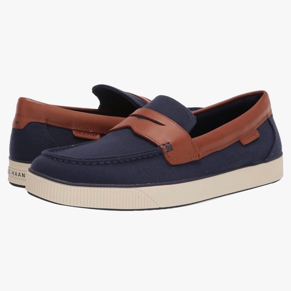Cole Haan Other - Cole Haan Men’s Nantucket 2.0 Penny Loafers – Navy & Tan Summer Slip-Ons | 9M